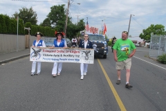 Buccaneer parade banner and holders
